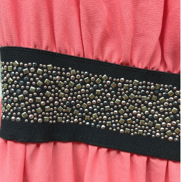 Unbranded Womens Embellished Maxi Dress Size 6 Pink Sundress Casual Waist Band - Picture 3 of 7